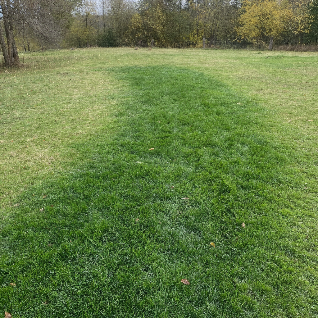A soggy, unusually green patch of lawn over the drain field of a New Brunswick home, a sign the septic tank needs pumping